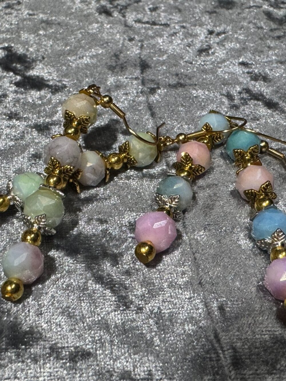 Picasso Beaded Earrings 8mm Gold Colored Hooks Gorgeous Color